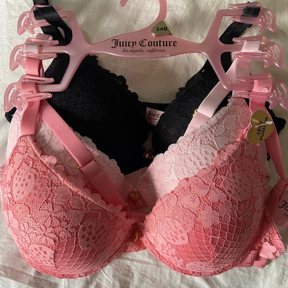 Juicy Couture Pink and Black Lace Bra Collection
